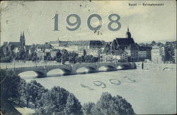 Basel Sylvesternacht 1908 Switzerland New Year's Postcard Postcard