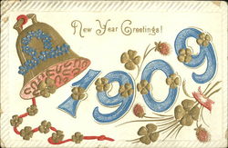 New Year Greetings! 1909 Postcard