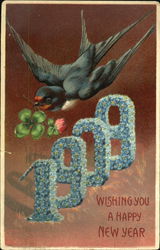 1909 Wishing You A Happy New Year Postcard