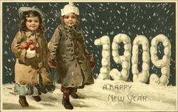 1909 A Bright New Year Postcard