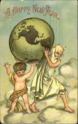 A Happy New Year 1909 Postcard