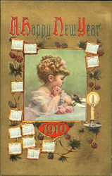 A Happy New Year 1910 Postcard