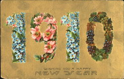 1910 Wishing You A Happy New Postcard