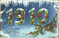 1910 A Happy New Year Large Letter Dates Postcard Postcard