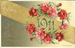 1911 With Best New Year Wishes Postcard