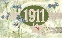 1911 New Year Greetings New Year's Postcard Postcard