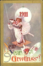1911 New Year Greetings! Postcard