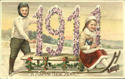 1911 A Happy New Year Postcard