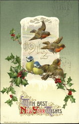 1912 With Best New Year Wishes Postcard