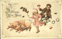 A Happy New Year Children Postcard Postcard