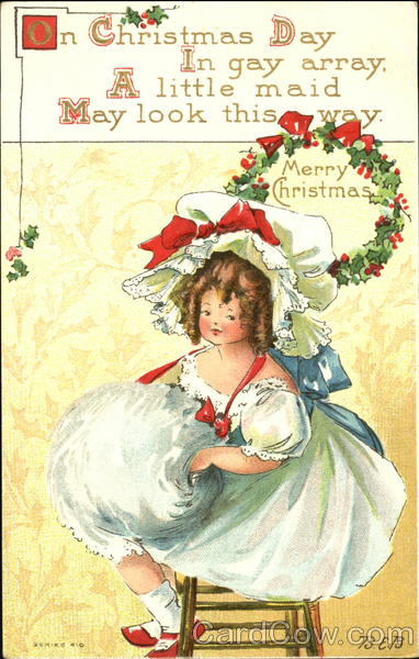 Pretty girl in white dress and hat Children