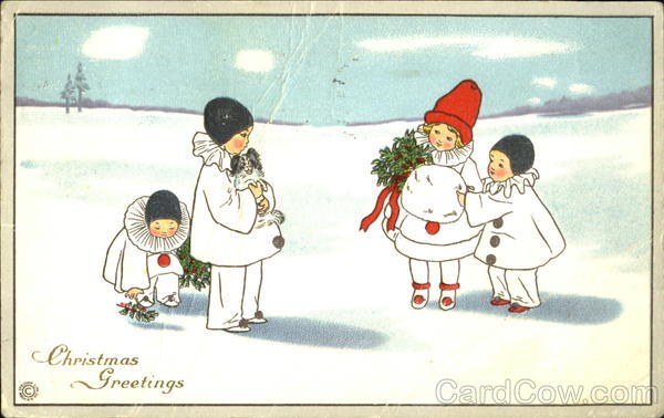 Four children dressed in white