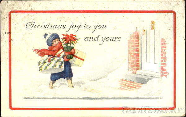 Child in the Snow with Gifts Children