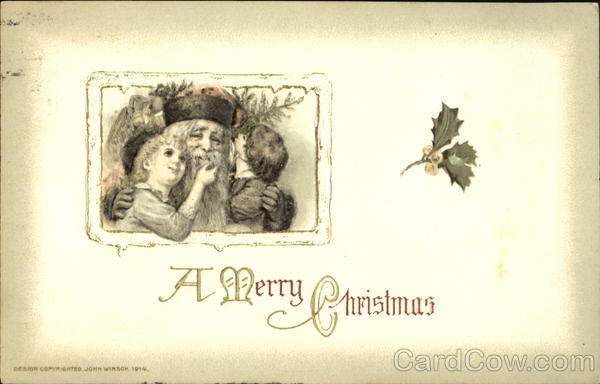 Black and White Santa with Two Children Santa Claus