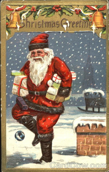 Santa carrying presents in the snow Santa Claus