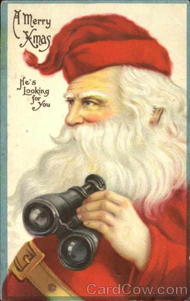 Santa with binoculars Santa Claus