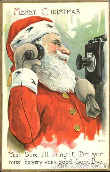 Santa Talking on Telephone Santa Claus