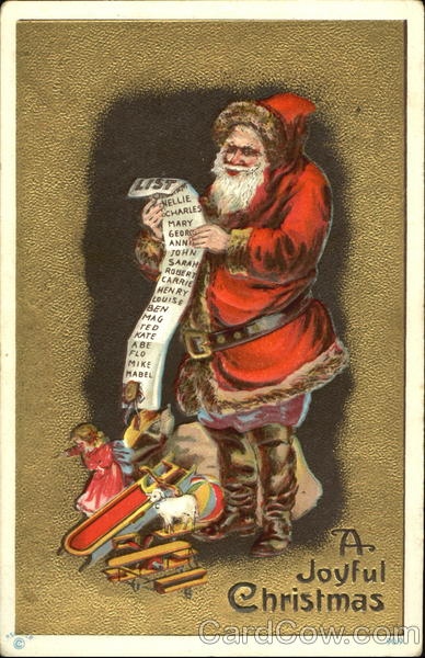 Santa reading a wish list Santa Claus