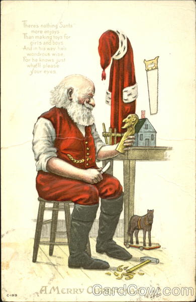 Santa relaxes in his workshop Santa Claus