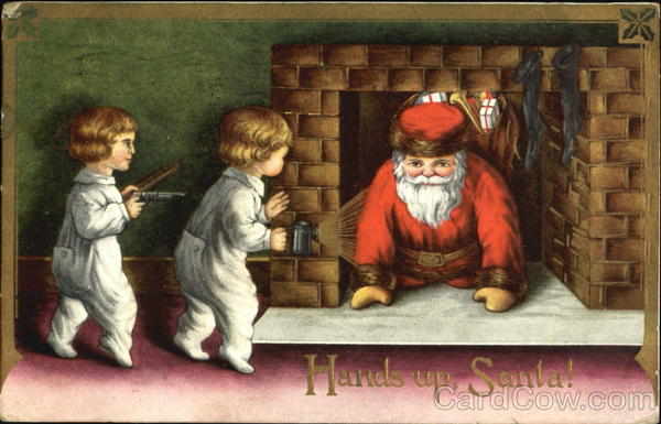 Kids catch santa on chimney Santa Claus