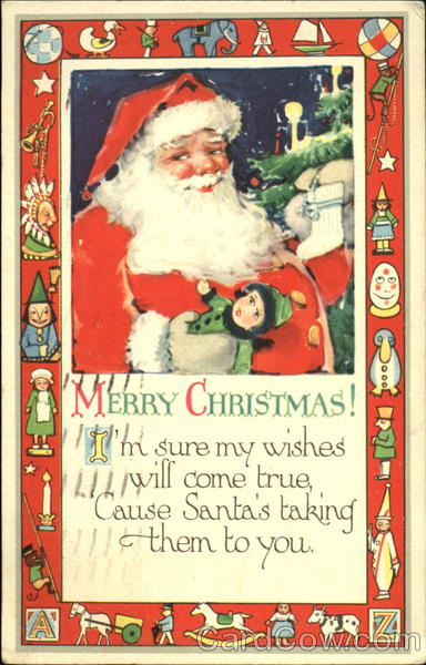 Jolly Santa Holding Toys Santa Claus