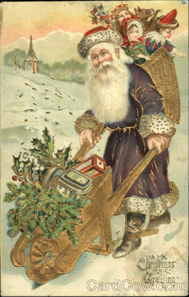 Santa with winter mountain scene Santa Claus
