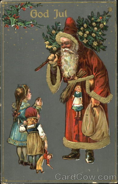 Santa delivering presents to girls Santa Claus