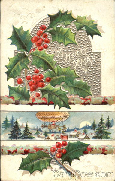 Santa visiting the town by air balloon Santa Claus