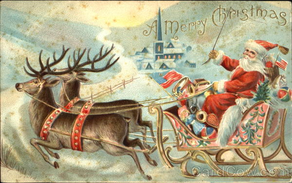 Santa Driving Sleigh Santa Claus