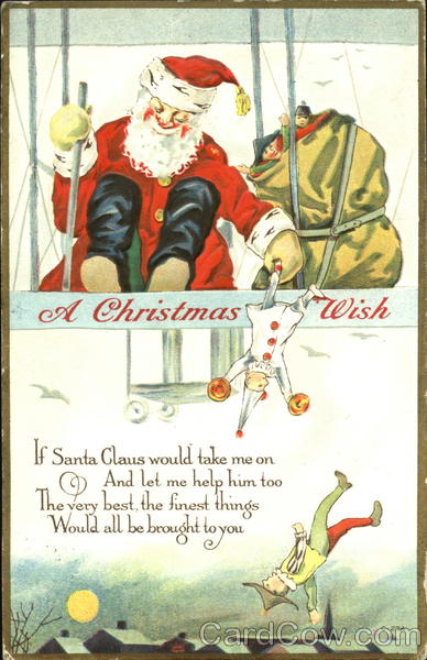 Santa Delivering Presents by Airplane Santa Claus