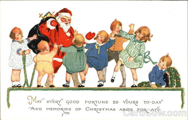 Santa and seven children around him Santa Claus