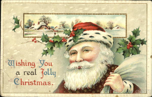 Santa behimd a beautiful scenery potraiat Santa Claus