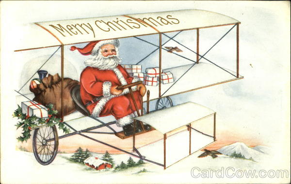Santa Flying a Plane Santa Claus