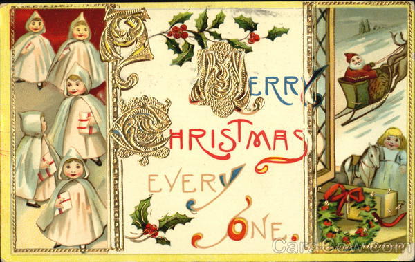 Little girls with gifts Santa Claus