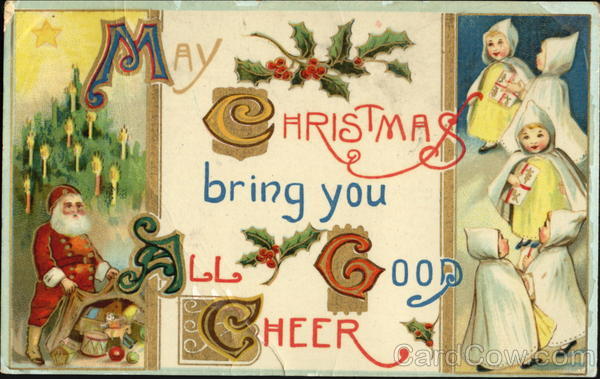 Santa and 5 children in white robes Santa Claus