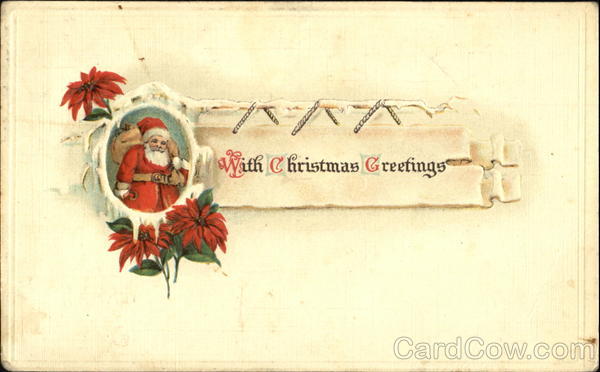 Santa with sack in a picture frame Santa Claus