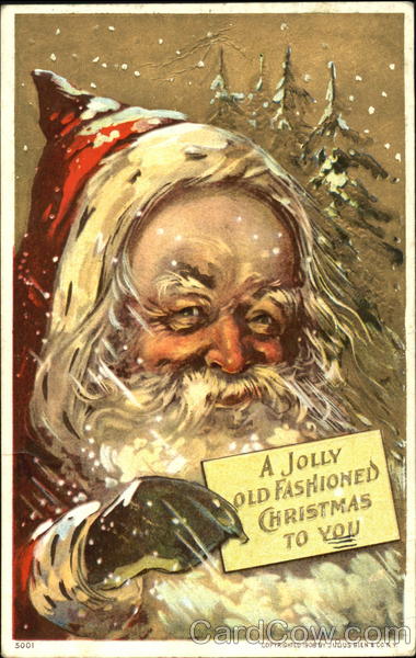 Santa Holding Card with Message Santa Claus