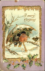 Two lovebirds weather a Christmas storm Postcard