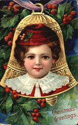 Child's face on a bell ornament Postcard