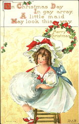 Pretty girl in white dress and hat Postcard