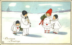 Four children dressed in white Postcard