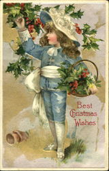 Child picking Holly Leaves Postcard