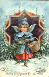 Small angel in a blue suit Postcard