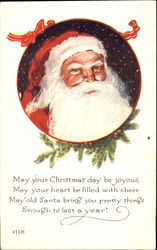Head of Santa in Circle Santa Claus Postcard Postcard