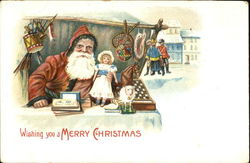 Santa waiting for kids to give gifts Postcard