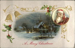 Santa and a winter house scene Postcard