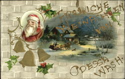 Santa portrait and night time sleigh ride Postcard