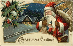 Santa on the snow Postcard