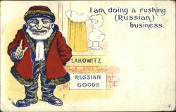 A santa in red by a window Postcard
