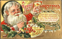 Santa drinking some punch Postcard